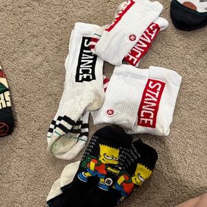 Stance White, Black, and Red Graphic Crew Socks